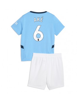 Manchester City Nathan Ake #6 Heimtrikotsatz für Kinder 2024-25 Kurzarm (+ Kurze Hosen)